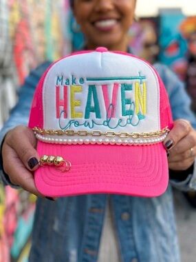 Simply SITCHED Embroidered 'Make Heaven Crowded' Trucker Hat
